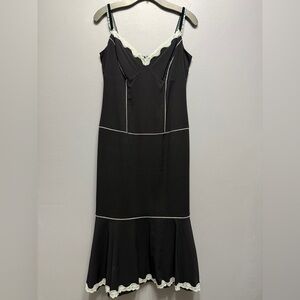 hicole hiller lace trimmed Black Silk Blend  Dress 10